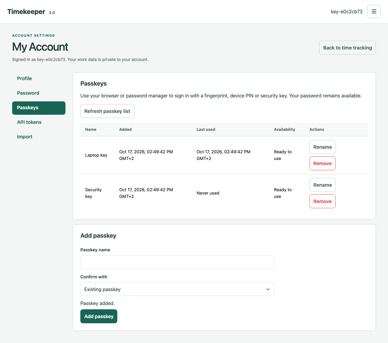 Passkey management on desktop