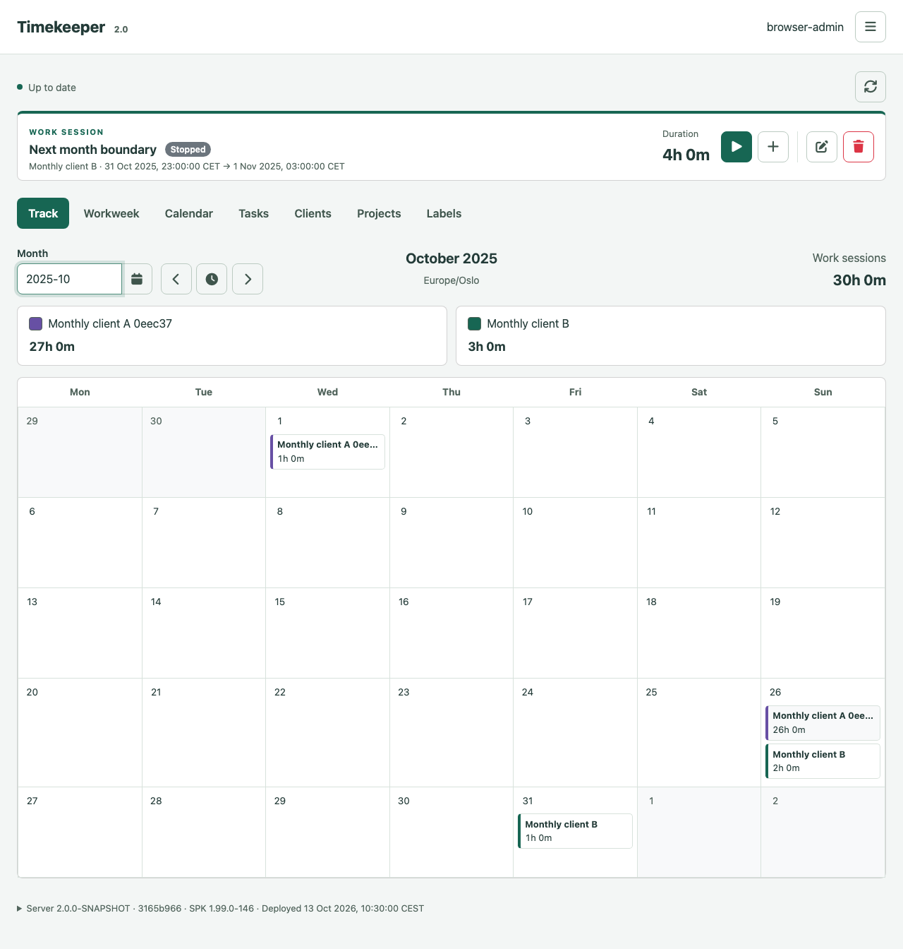 Track month view on desktop