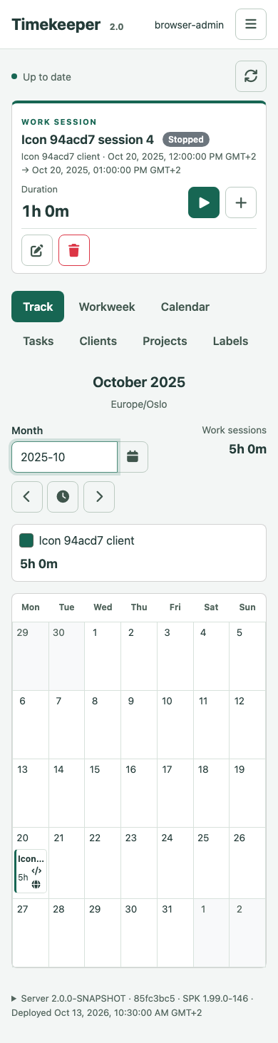 Project icons in Track on a narrow screen